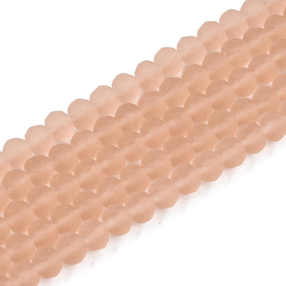 Facet frosted camel 4mm - ±113 stuks