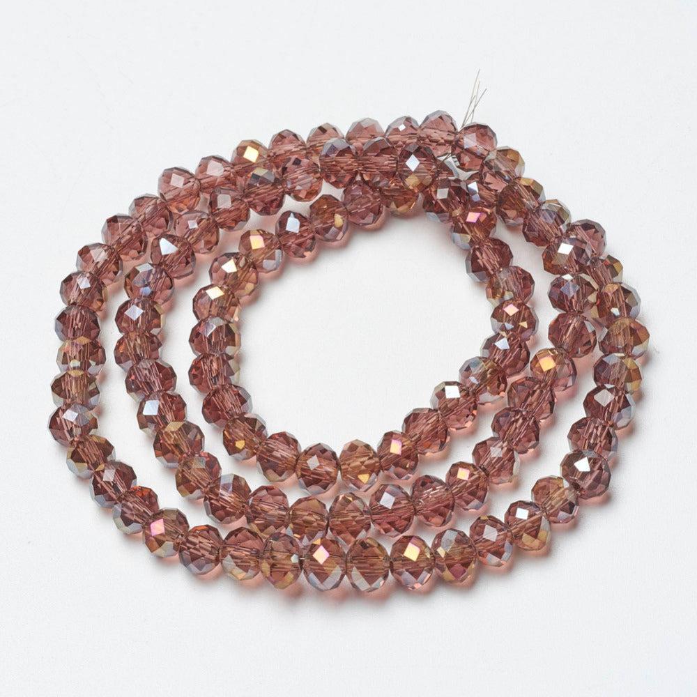 Facet chestnut brown half rainbow plated 4x3mm - ±120 stuks - Image 2