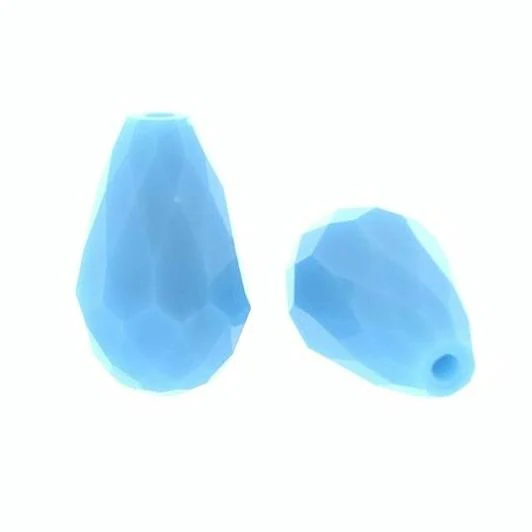 Facet kralen druppel Aqua blauw 15x10mm - 4 stuks