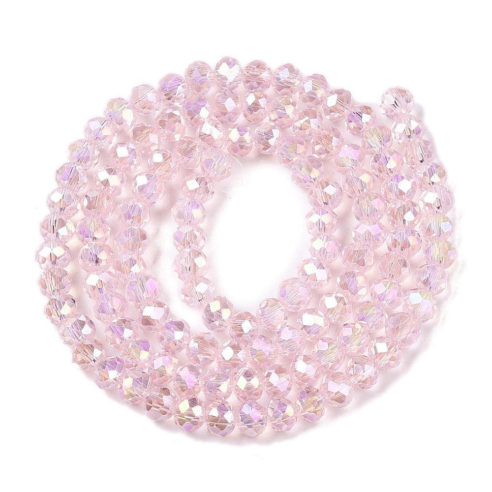 Facet princess pink AB plated 4x3mm - ±100 stuks - Image 2