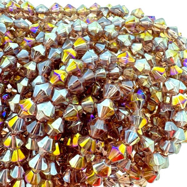 Facet bicone lila rainbow AB 7mm - 50 stuks