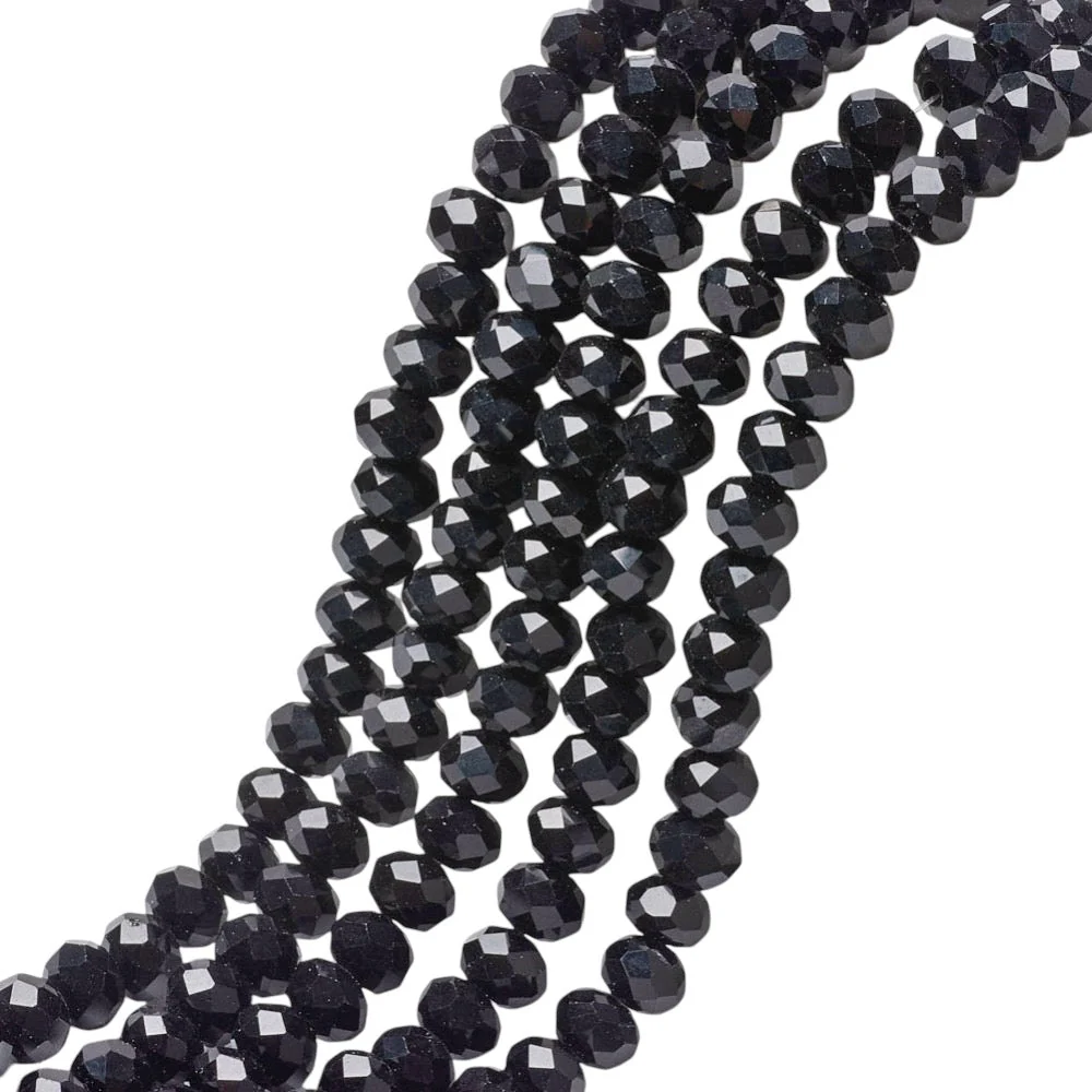 Facet opaque solid black 8x6mm - ±60 stuks