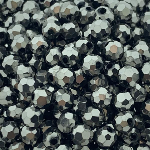 Facet rond Metallic Zilver 4mm - 50 stuks