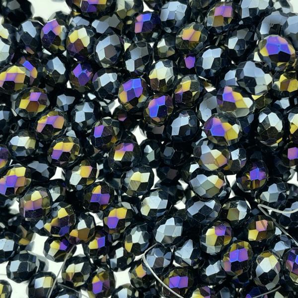 Facet rondel black AB 8x6mm - 35 stuks