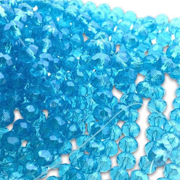 Facet rondel blauw transparant 6x4mm - ±85 stuks