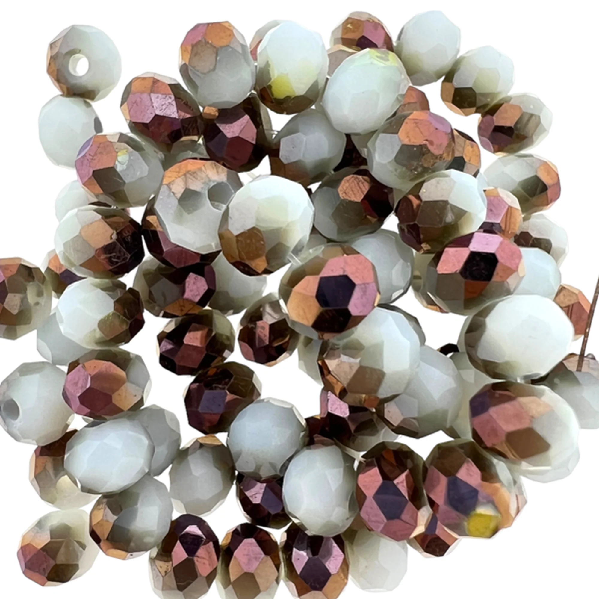 Facet rondel Copper Plated White 6x5mm - 80 stuks