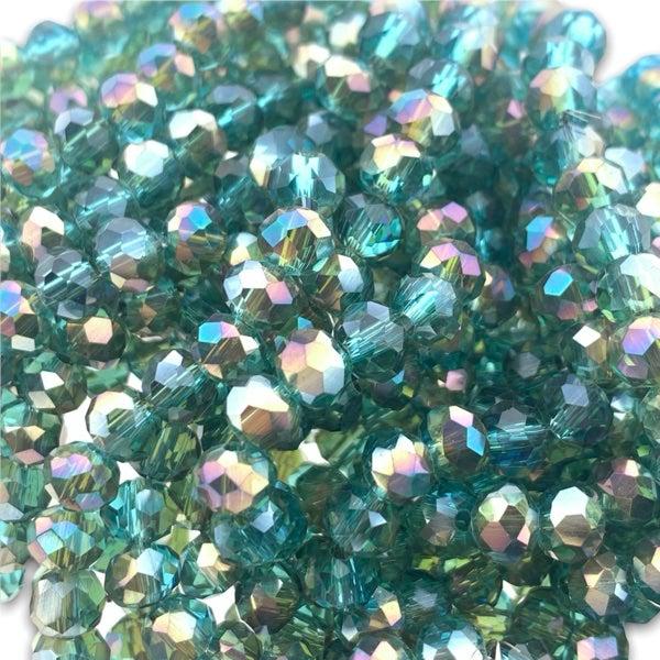 Facet rondel donkergroen transparant AB glans 6x4mm - ±85 stuks