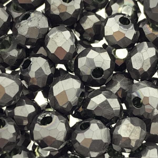 Facet rondel metallic dark grey 4x3mm - ±85 stuks