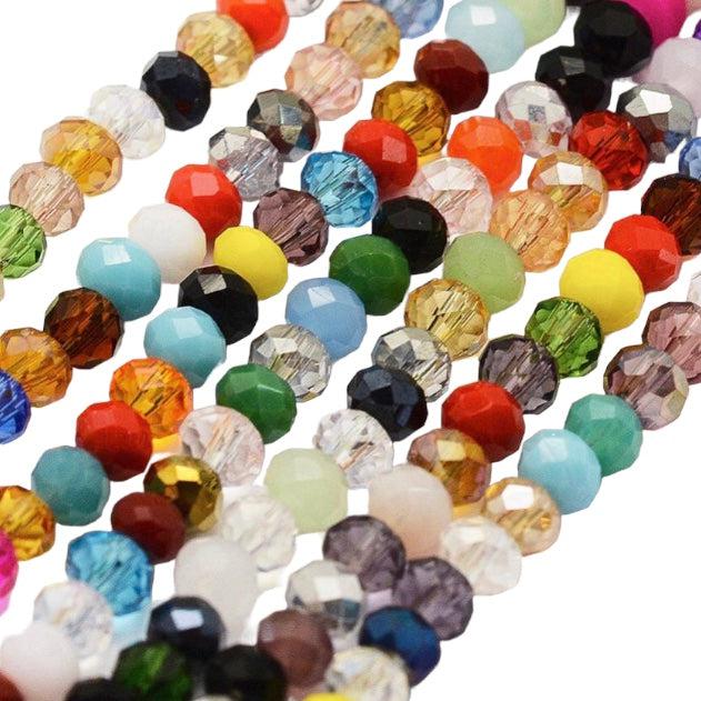 Facet rondel mixed AB color 4mm- ±135 stuks