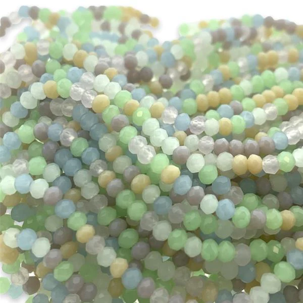 Facet rondel multicolor pastel 3x2,5mm - ±180 stuks