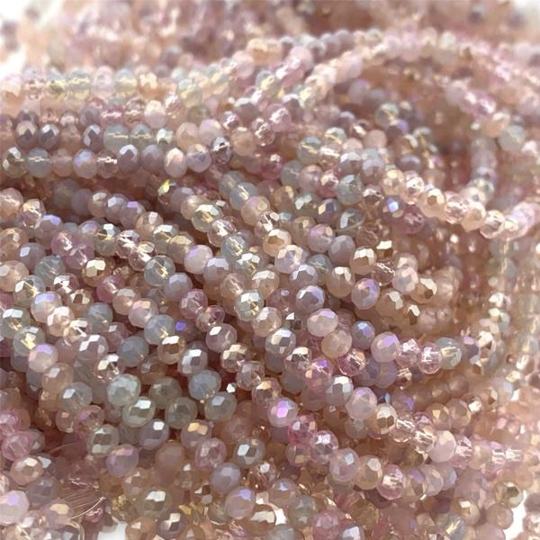Facet rondel multicolor roze 3x2,5mm - ±180 stuks
