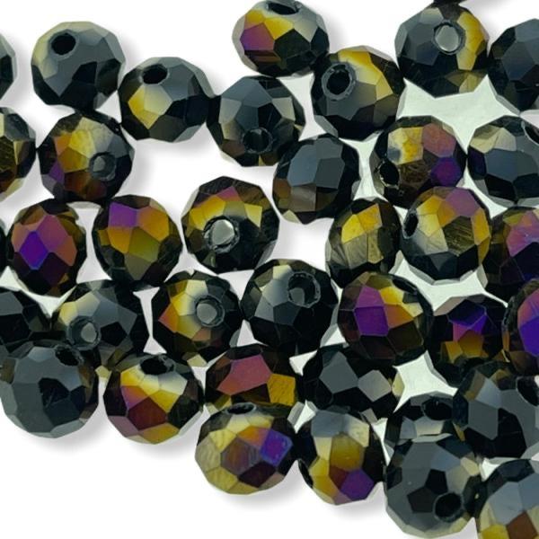 Facet rondel black AB 6x4mm - 45 stuks