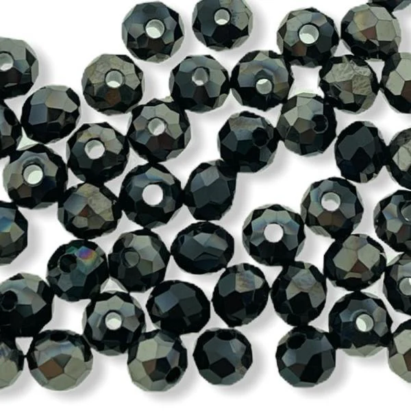 Facet rondel opaque black metallic plated 6x4mm - 45 stuks