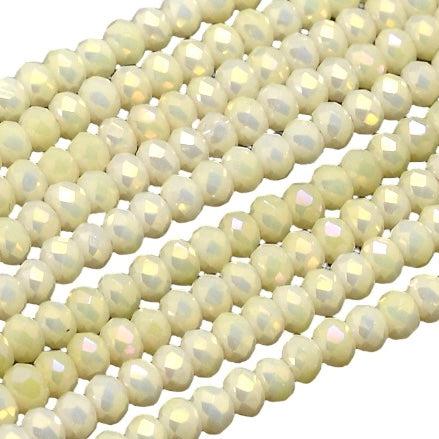 Facet rondel rainbow plated light yellow 3,5x2mm - ±145 stuks