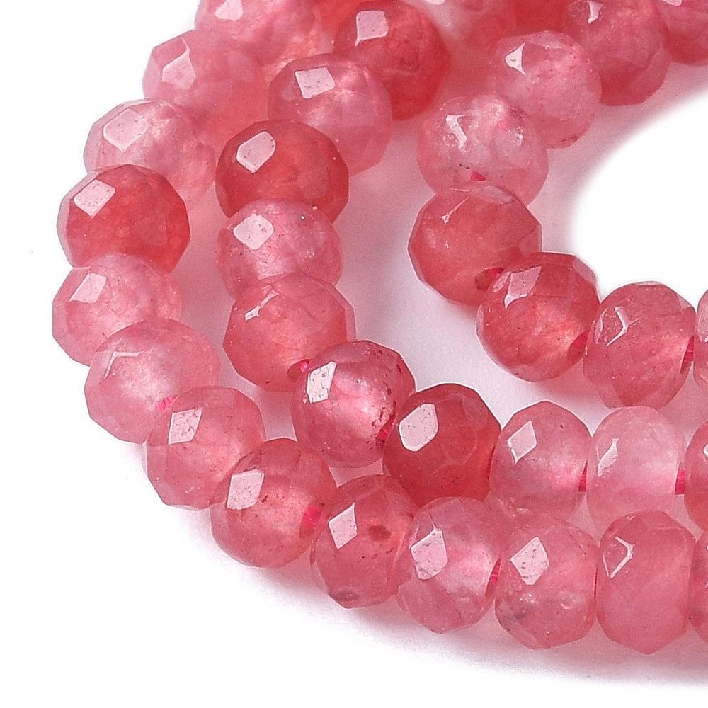 Facet rondel Roze 4mm - ±28 stuks