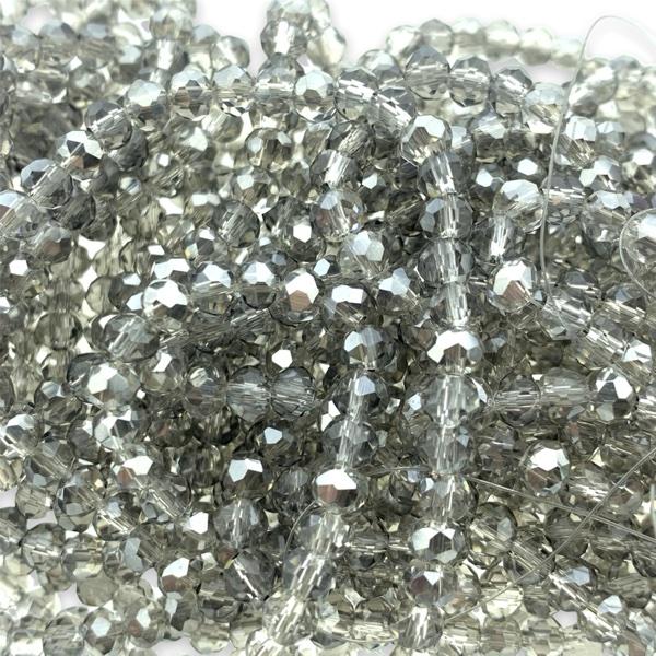 Facet rondel transparant grijs 4x3mm - ±130 stuks
