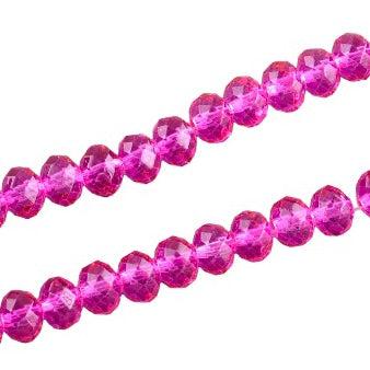 Facet rondelle hot pink 6x5mm - ±85 stuks