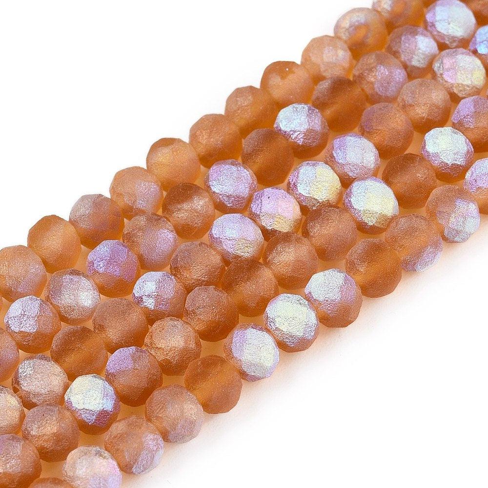 Facetkralen AB color goldenrod frosted 4x3.5mm - ±113 stuks