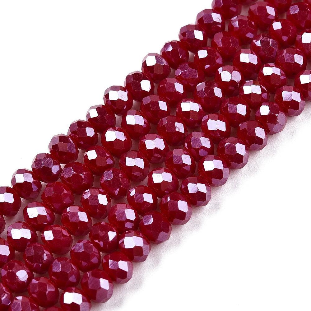 Facetkralen Dark Red 4x3mm - ±110 stuks