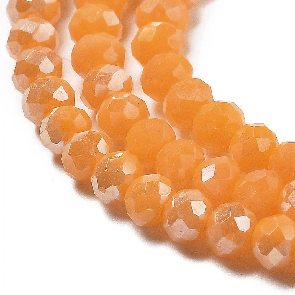 Facetkralen electroplated AB plated Orange 3x3.5mm - ±126 stuks