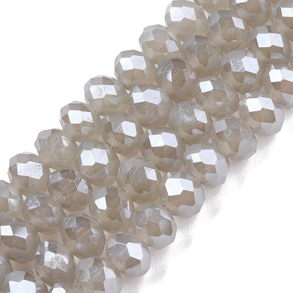 Facetkralen electroplated luster plated silver 6x5mm - ±84 stuks