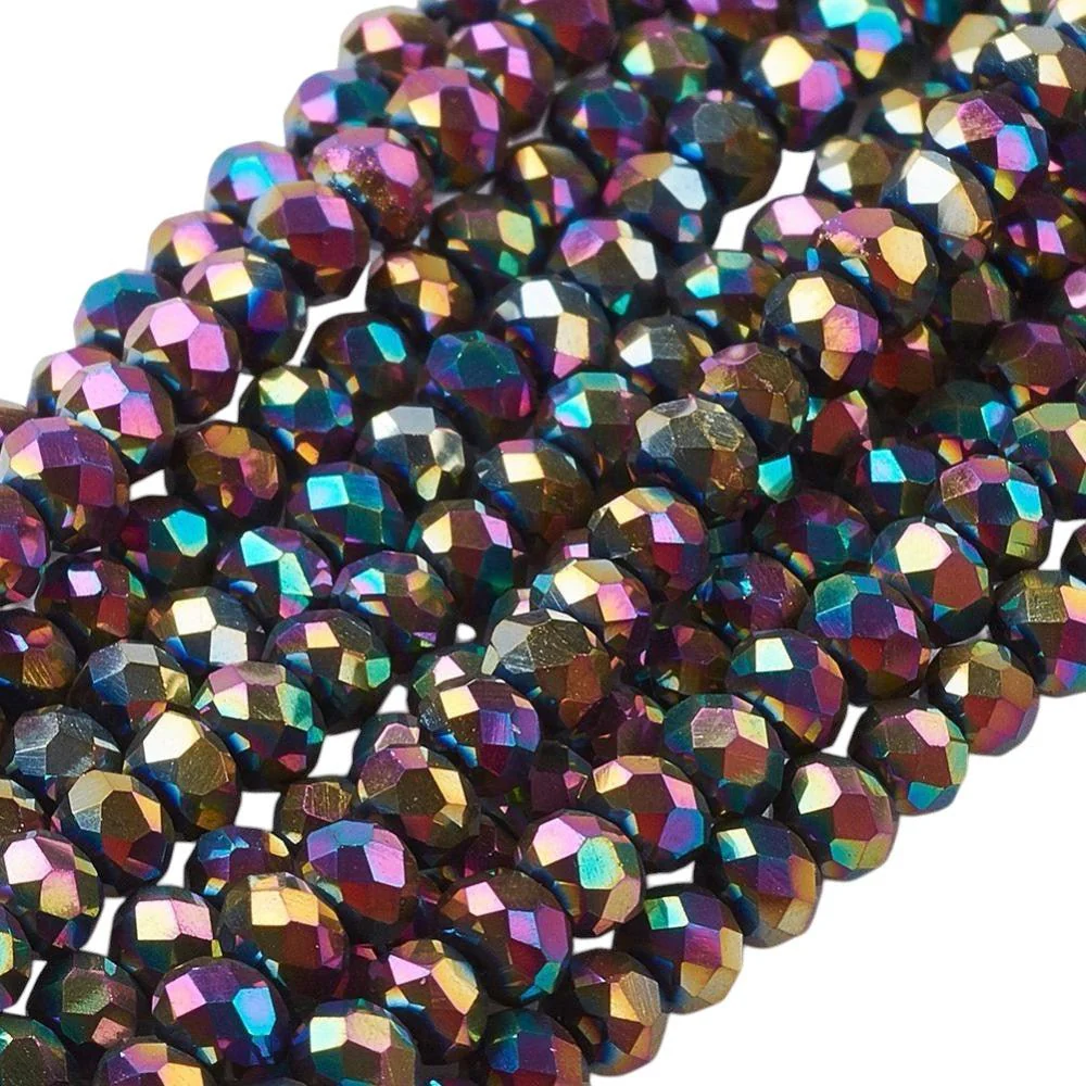 Facetkralen electroplated multi-color plated 3x2mm - ±113 stuks