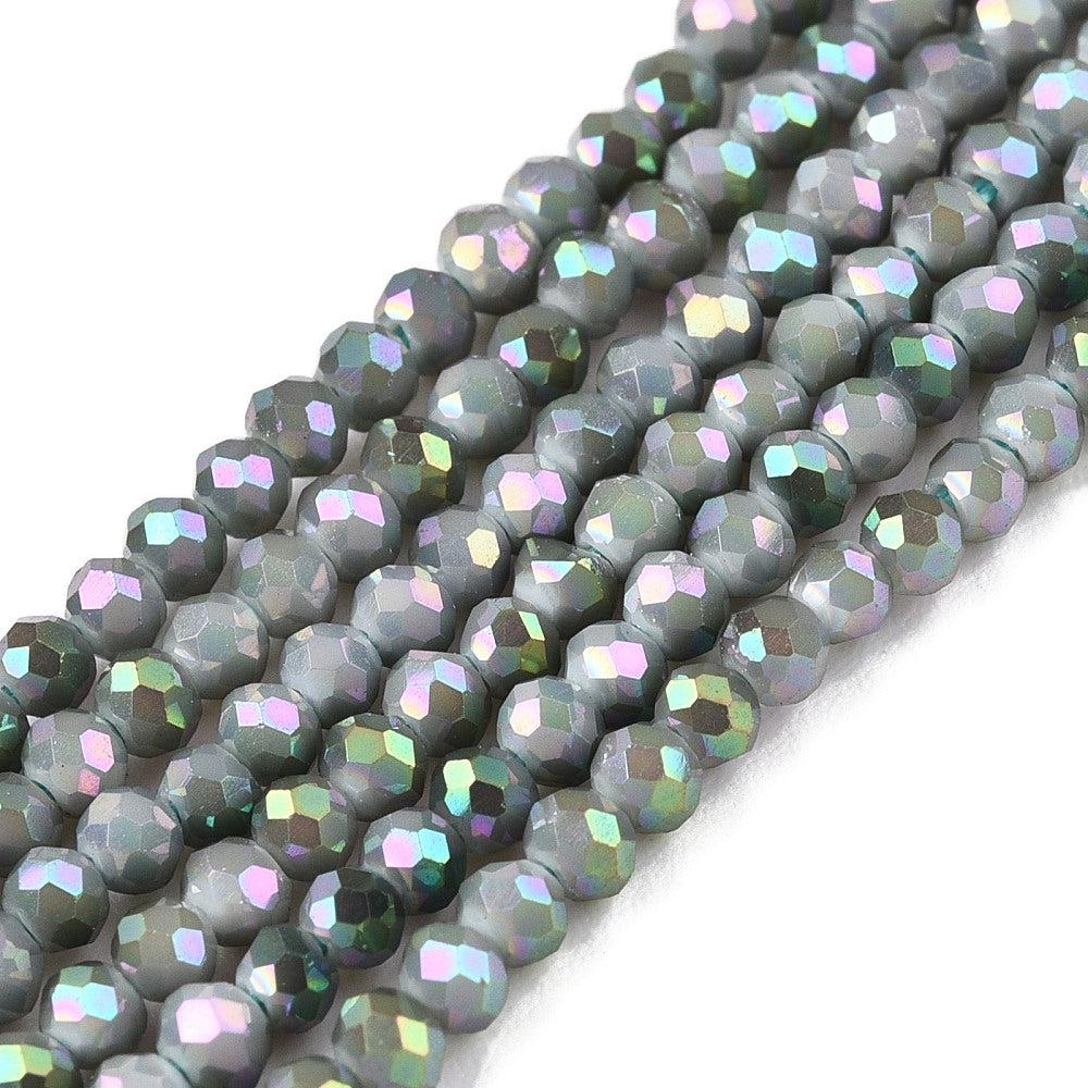 Facetkralen electroplated pearl luster plated Dark Sea Green 2,5x2mm - ±154 stuks