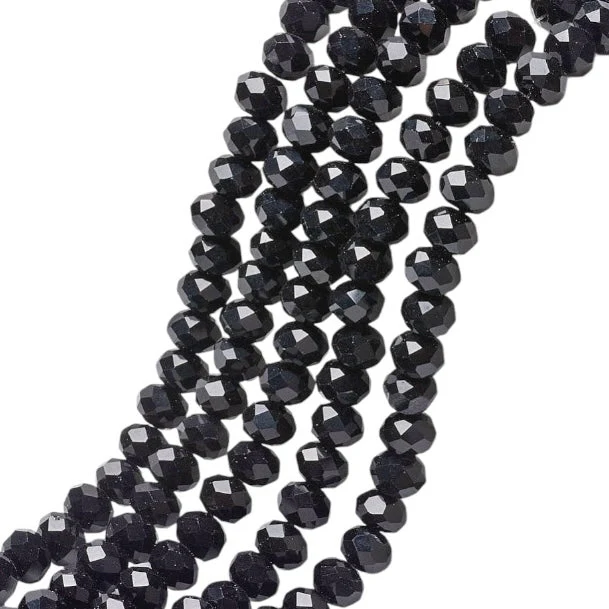 Facetkralen rondelle black 3,5x3mm- per 30cm