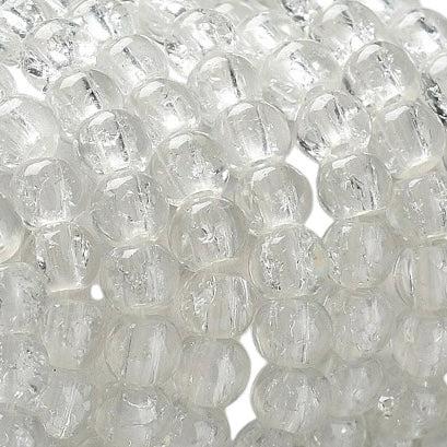 Glaskralen rond clear crackle 4mm- per 75cm