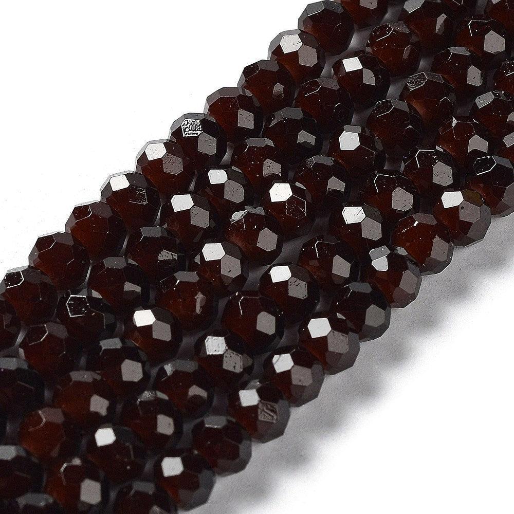 Facetkralen rondelle imitatie jade coconut brown 6mm - ±80 stuks