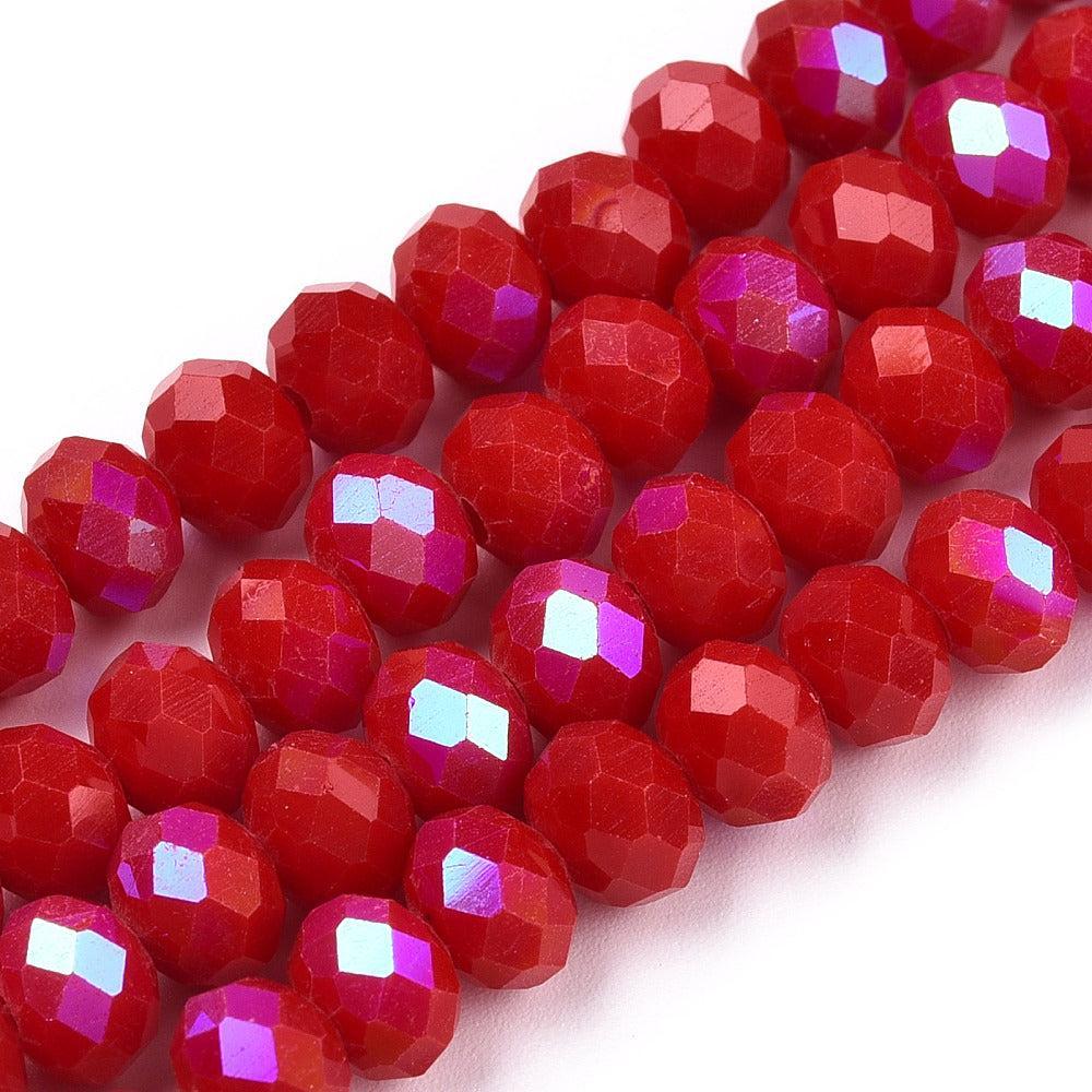 Facetkralen rondel Rood 6x5mm - ±80 stuks