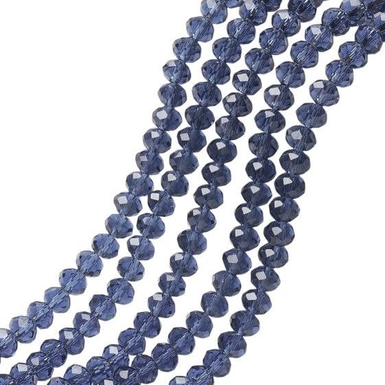 Facetkralen rondelle slateblue 4x3mm- per 40cm