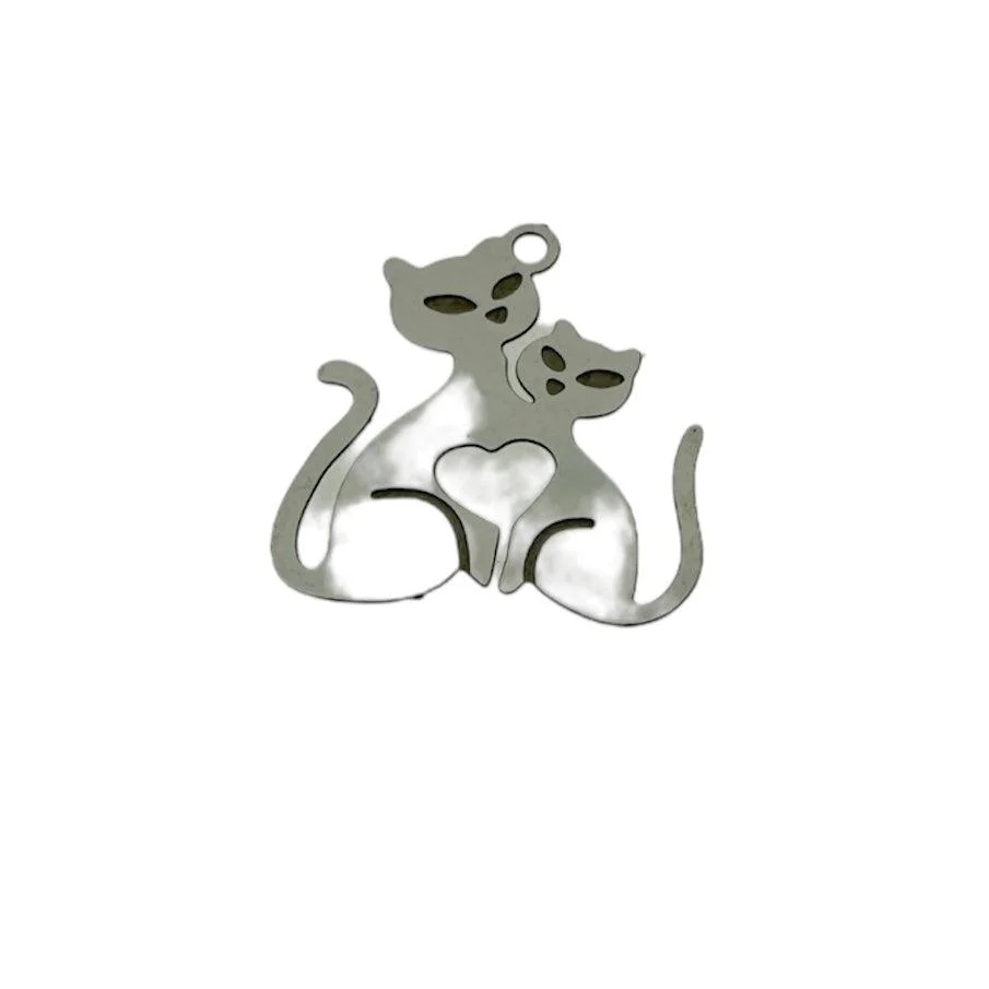 Filigram Hanger cats RVS Zilver 18mm
