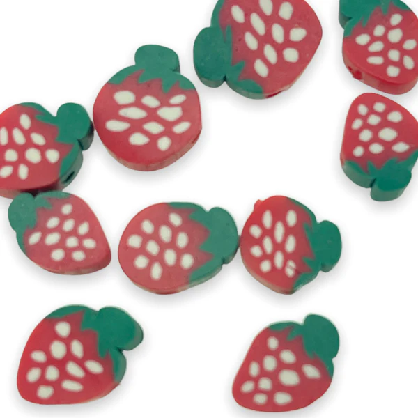 Fimo aardbeien rood 10mm - 10 stuks