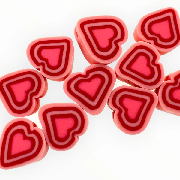 Fimo hartje LichtRoze-Roze 10mm - 10 stuks