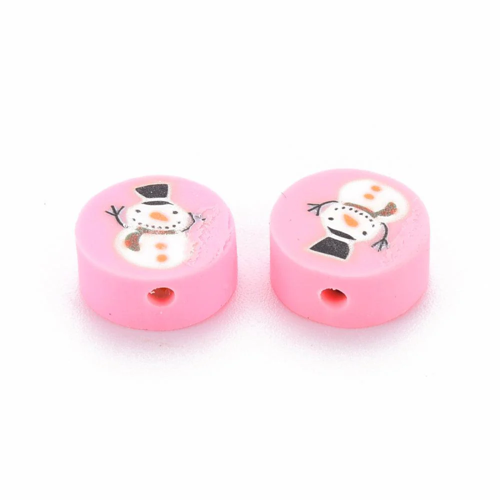 Fimo kraal roze sneeuwpop 10mm - 10 stuks - Image 2