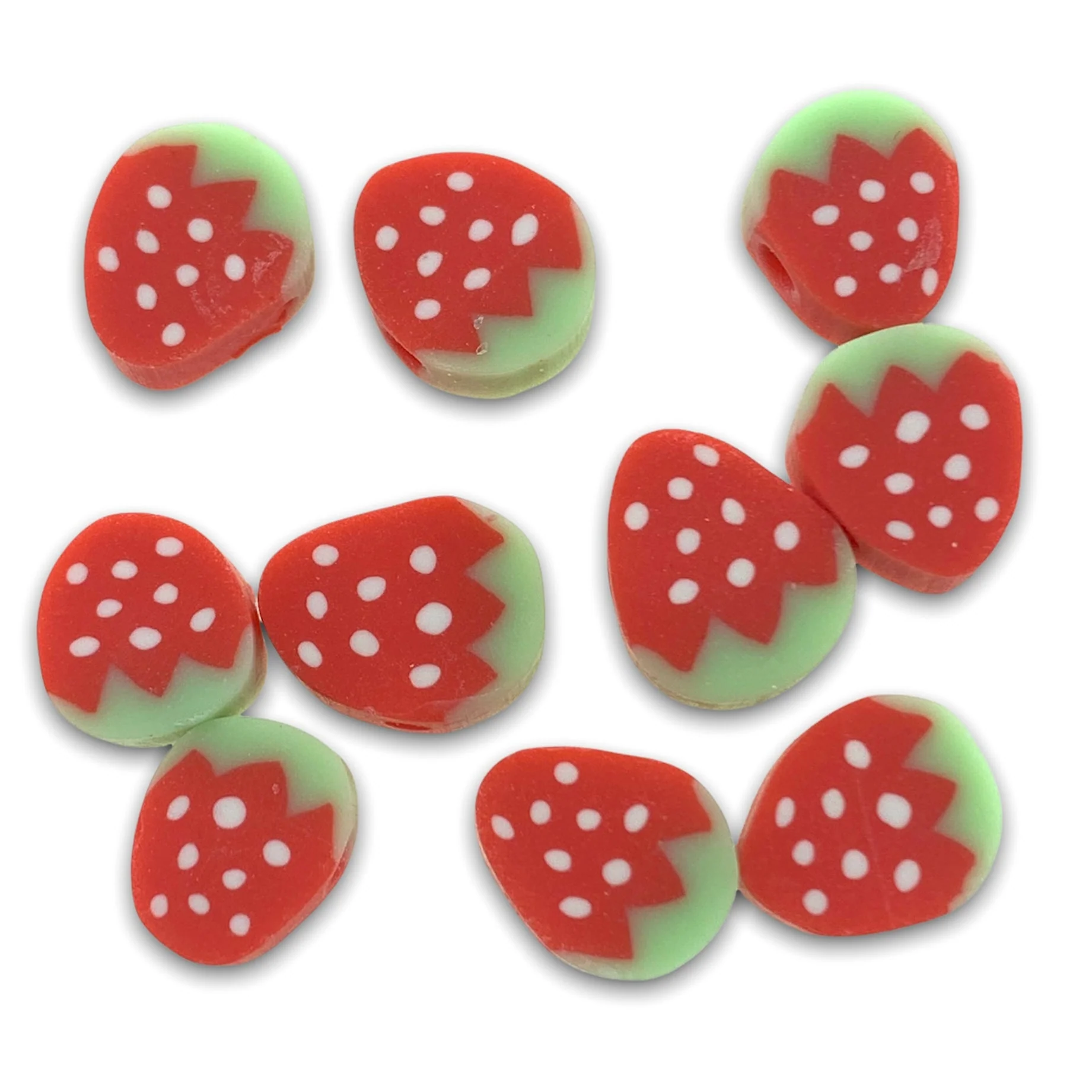 Fimo kralen aardbei rood 10mm - 10 stuks