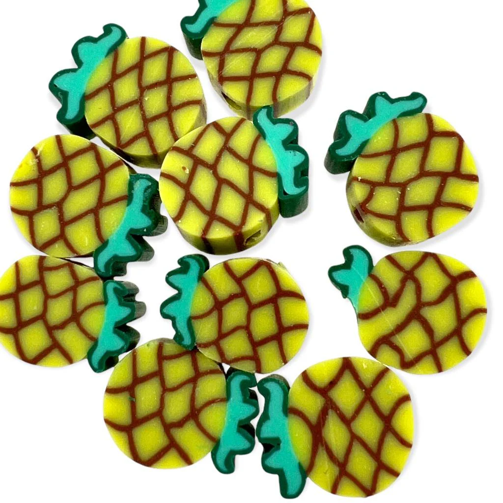Fimo kralen ananas geel ±10mm - 10 stuks