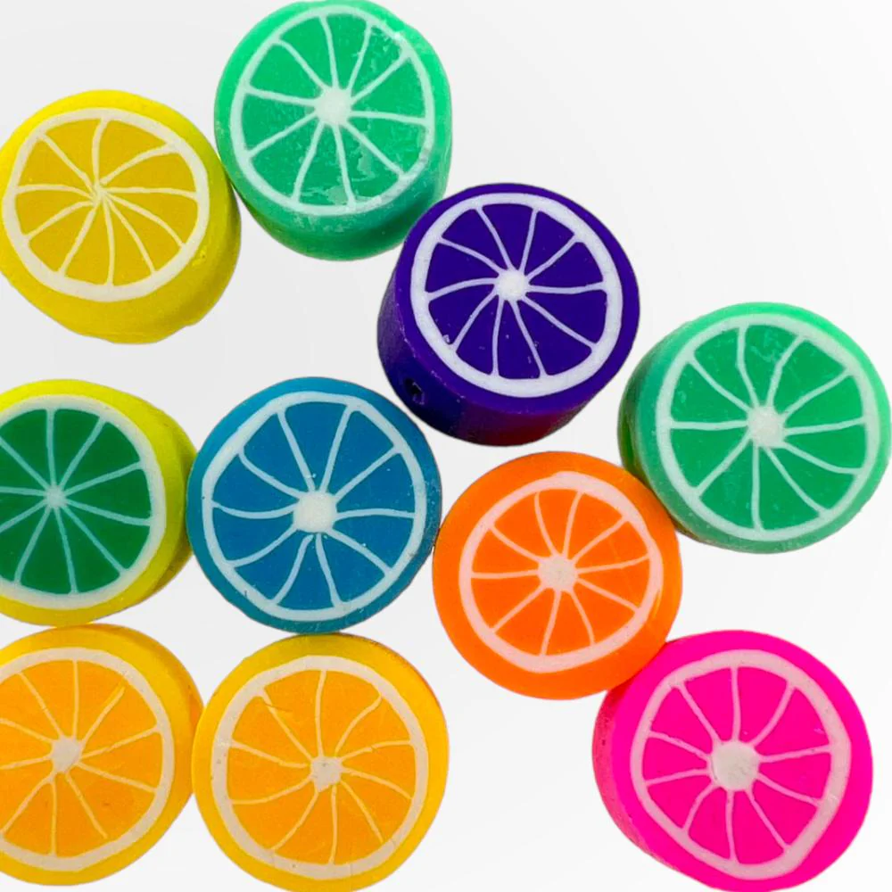 Fimo kralen citroen MixedColor 10mm - 10 stuks