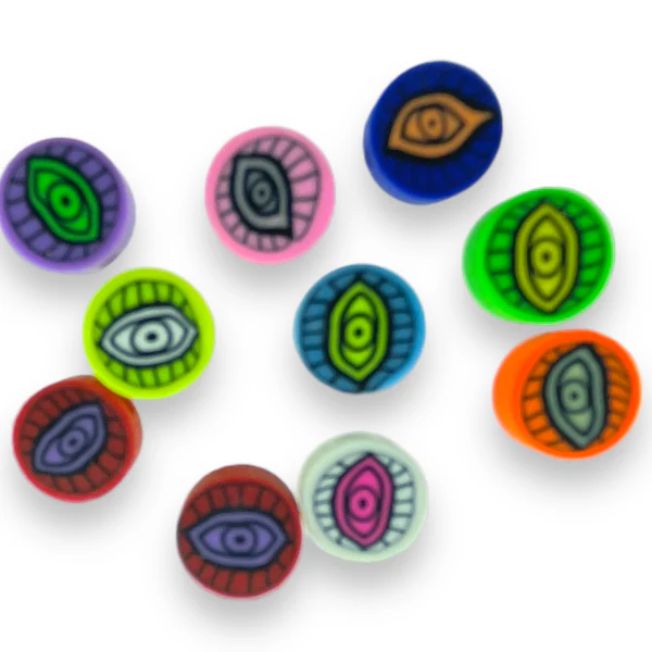 Fimo kralen Eye multicolor 10mm - 10 stuks
