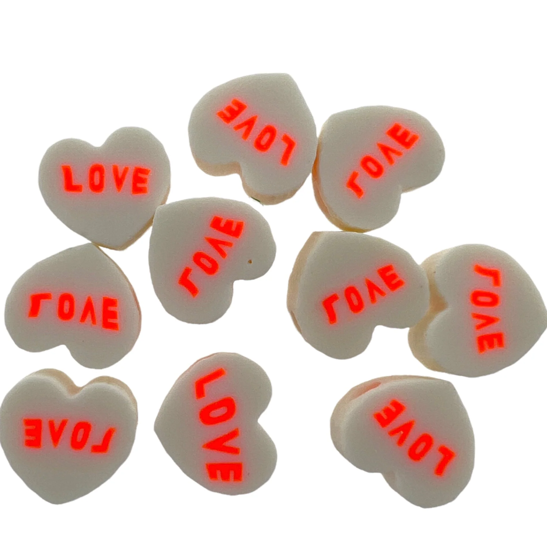 Fimo kralen hart love oranje 10mm - 10 stuks