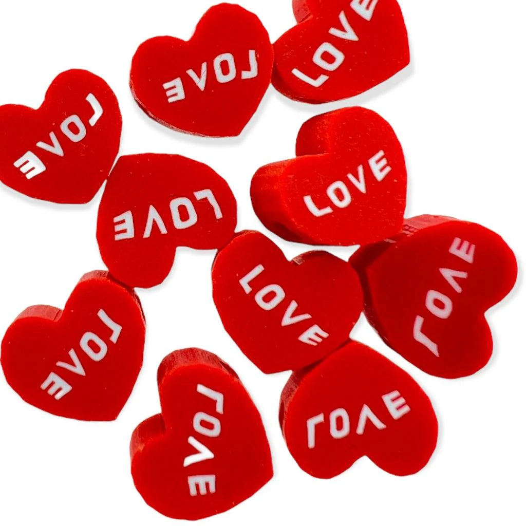 Fimo kralen hart love rood ±10mm - 10 stuks