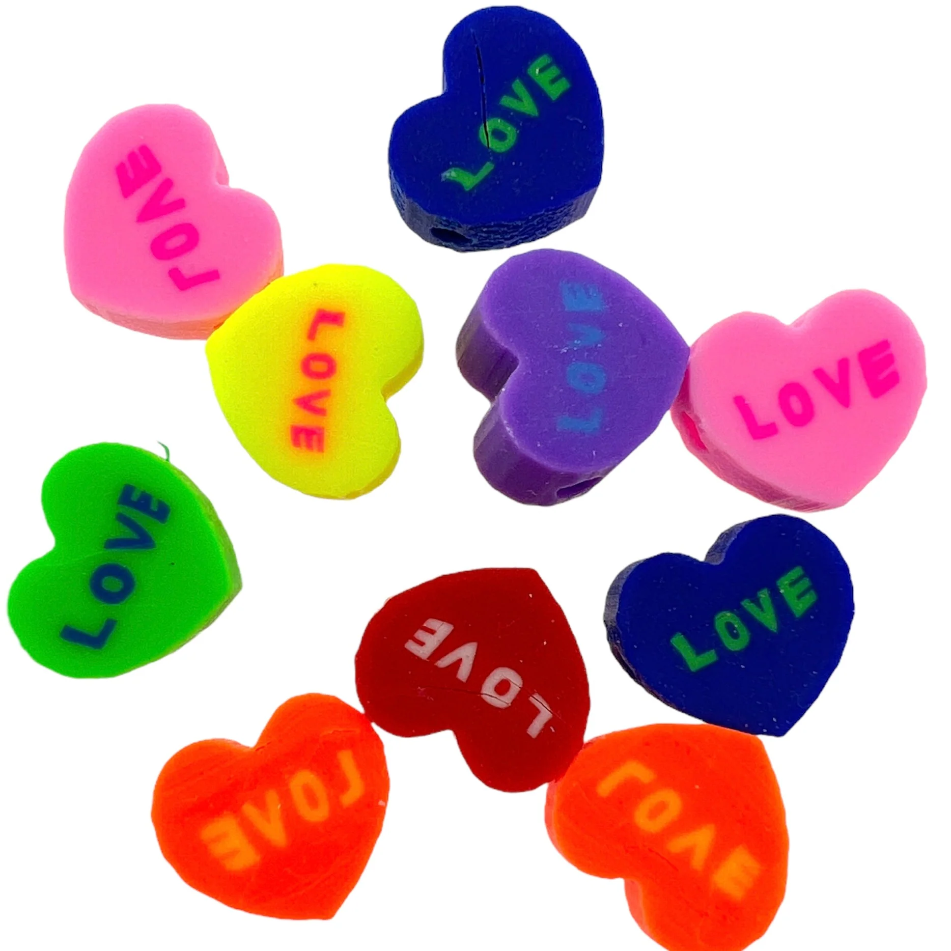 Fimo kralen hartjes mix 10mm - 10 stuks