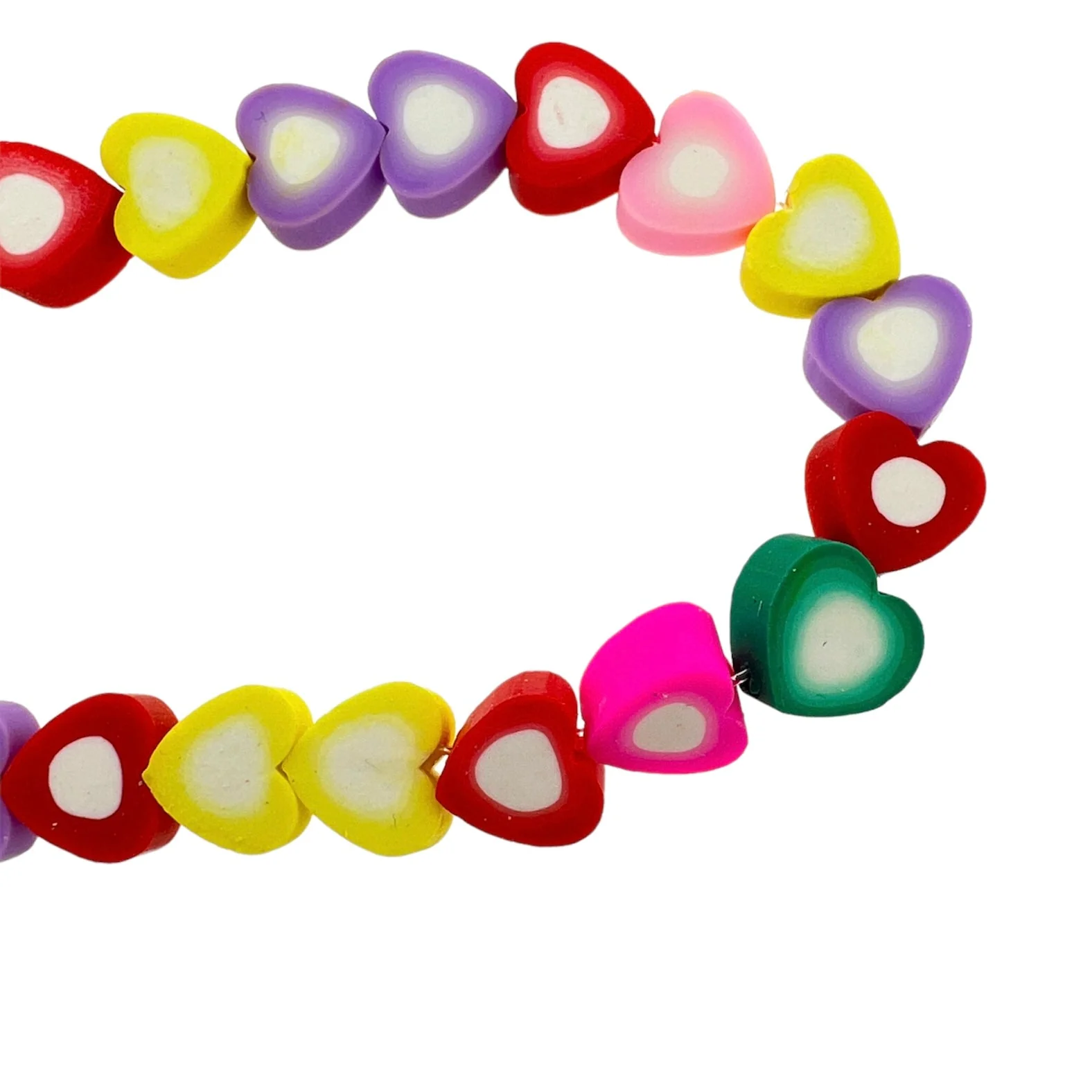 Fimo kralen hele streng hartjes 10mm - ±40 stuks