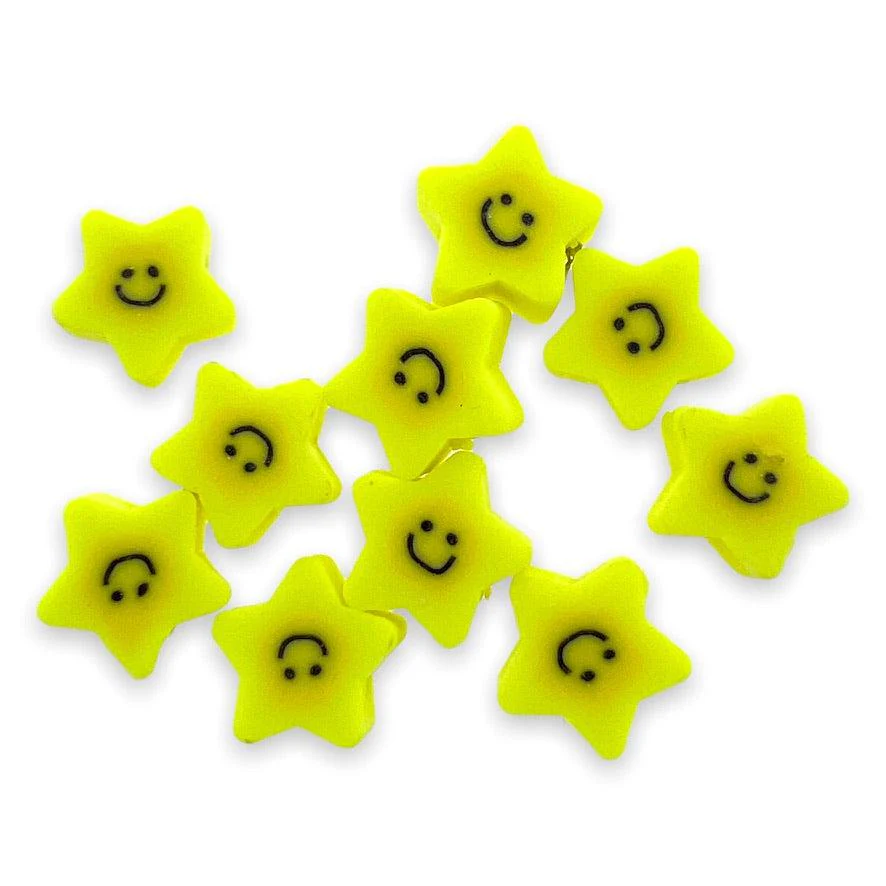 Fimo kralen ster geel ±10x4mm - 10 stuks