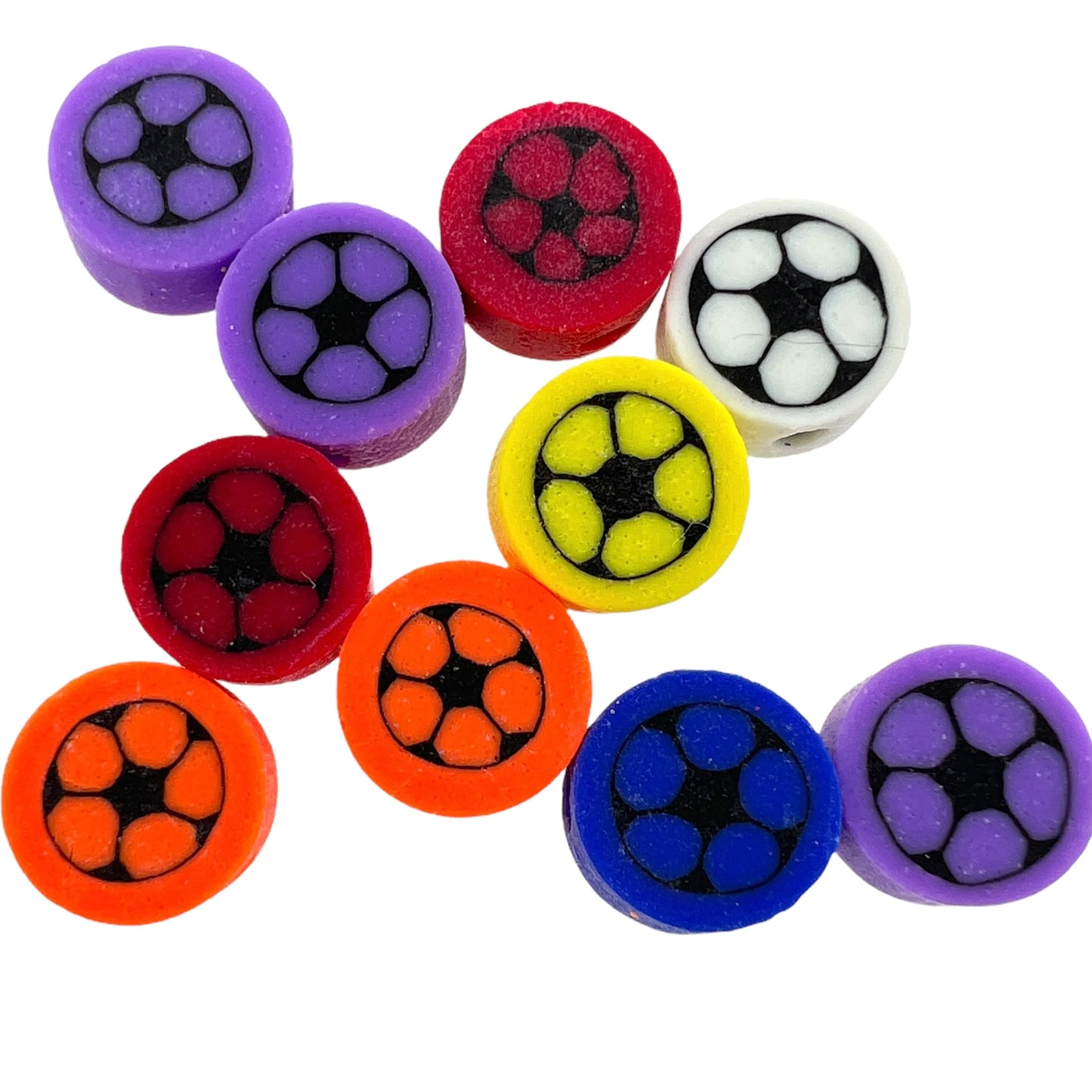 Fimo kralen voetbal 10mm - 10 stuks