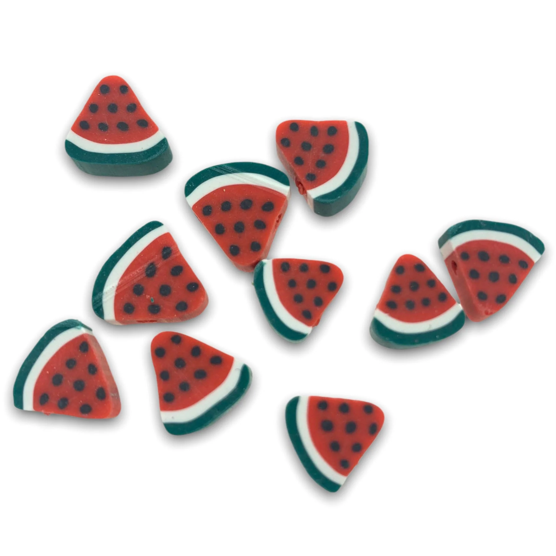 Fimo kralen watermeloen rood ±10mm - 10 stuks