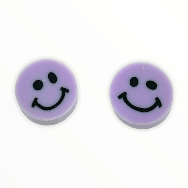 Fimo smiley kralen light Lila 10mm - 10 stuks