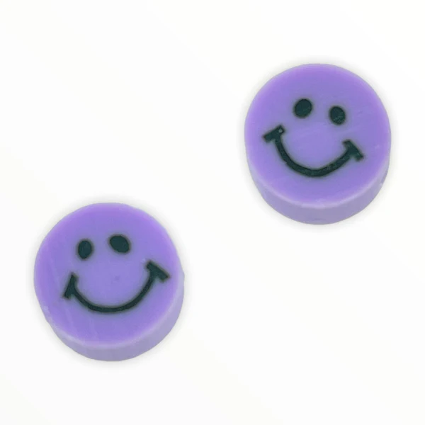 Fimo smiley kralen Lila 10mm - 10 stuks