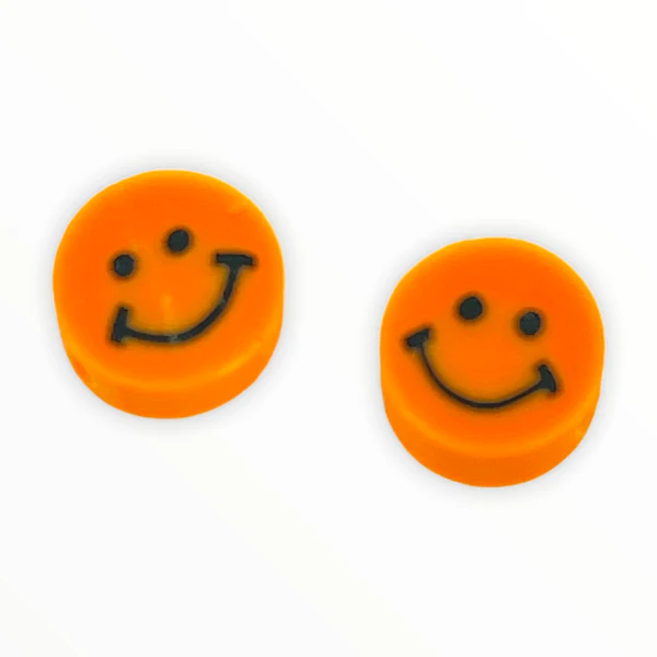Fimo smiley kralen Neon orange 10mm - 10 stuks